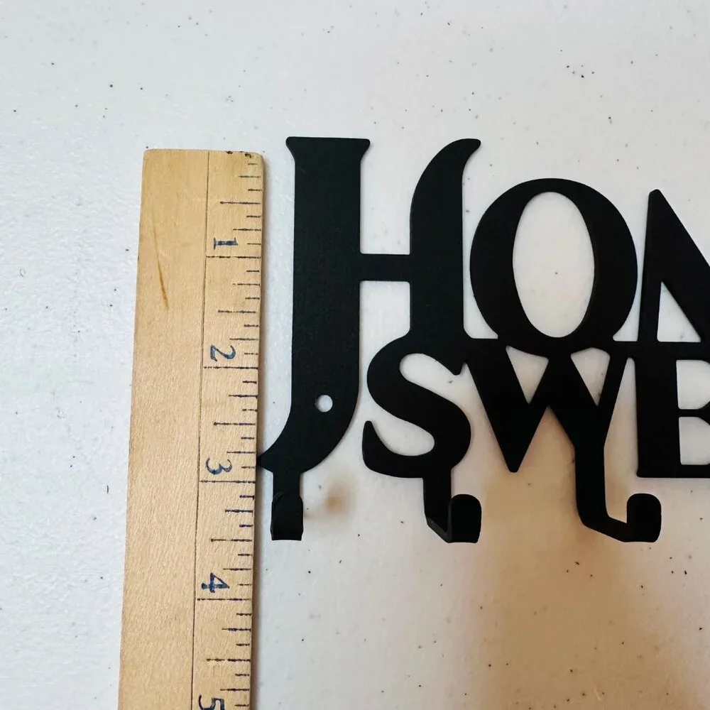 Cat Silhouette Metal Key Rack Home Sweet Home Wall Hook Holder